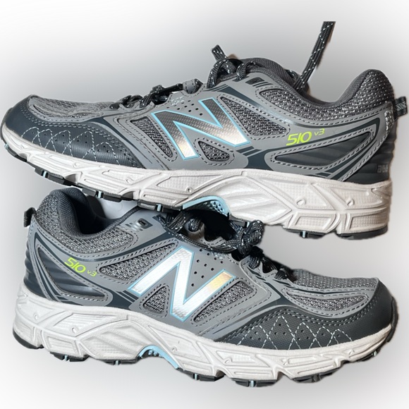 Like new Ladies New Balance Trail Shoes Women’s 6.5 – Gray/White/Blue/Green - Picture 1 of 14